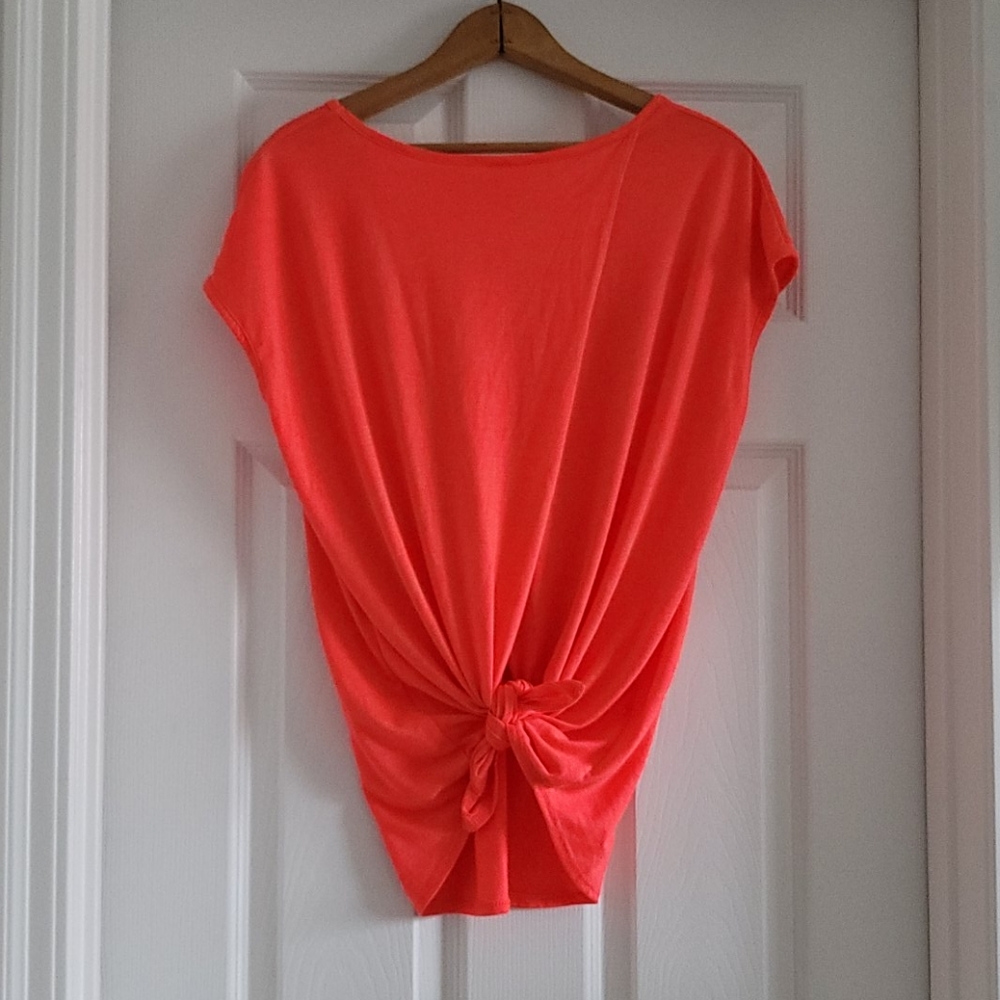Coral Flowy Tee with Open Back